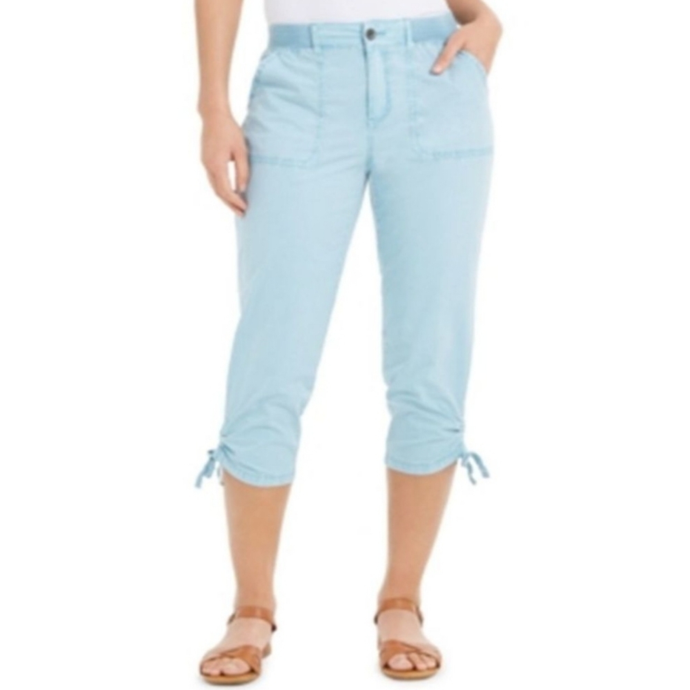 Style & Co Tie Hem Capri Pants Light Turquoise Pants Size 16